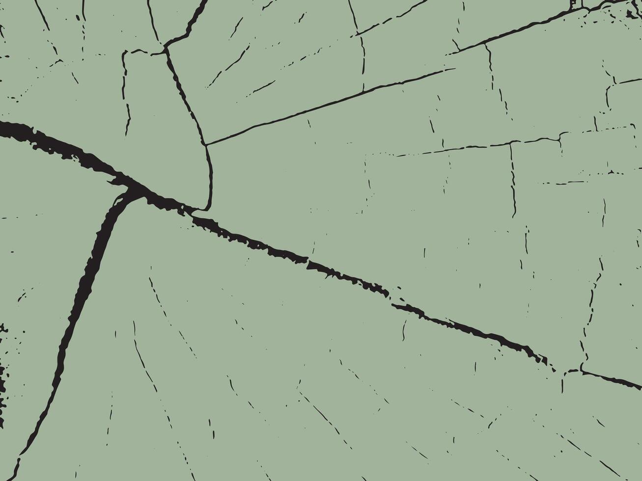 Abstract cracked surface texture with jagged black lines on a muted green background silhouette vector