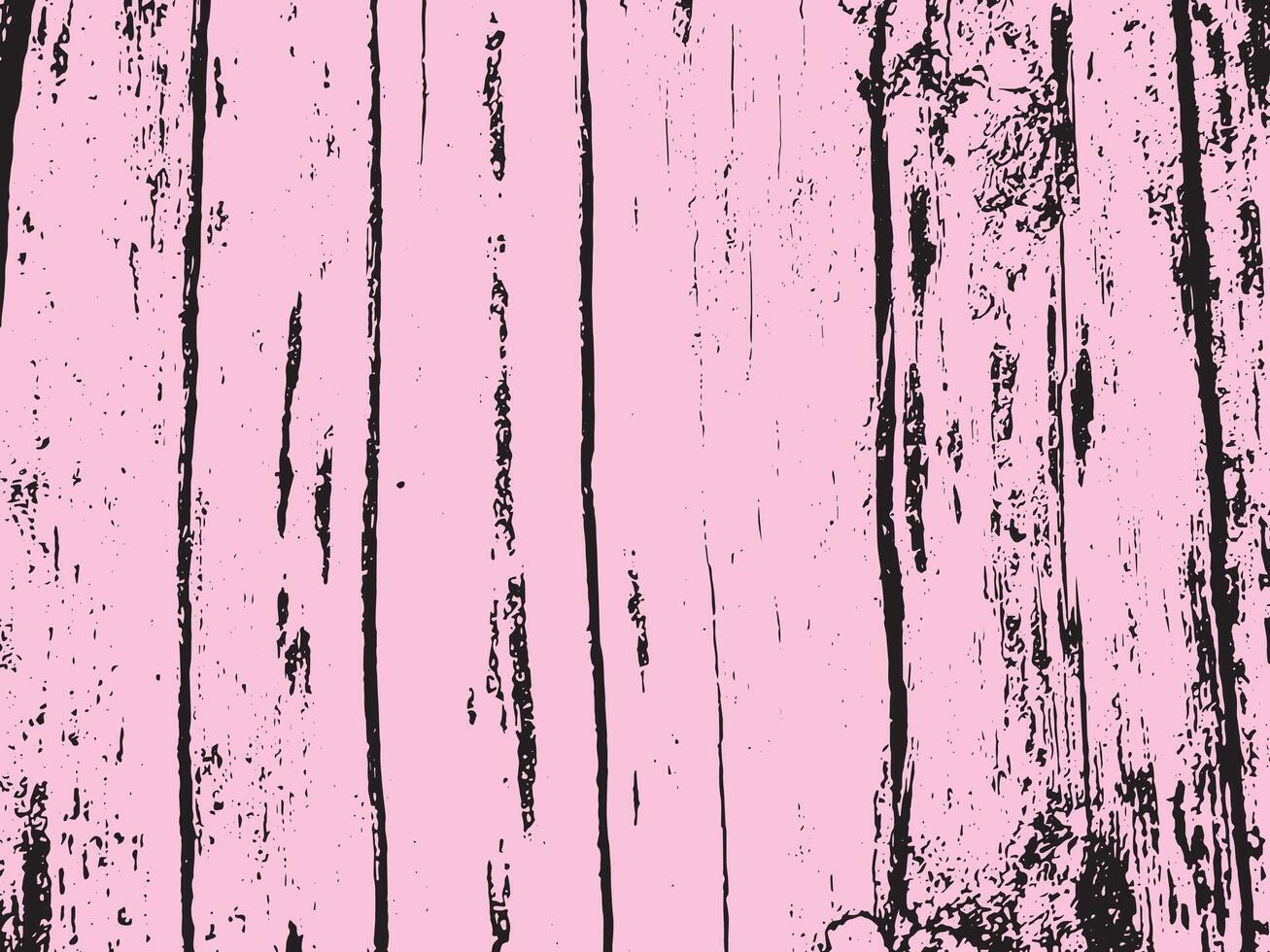 Cracked and weathered pink wooden planks with a grunge texture and silhouette effect vector