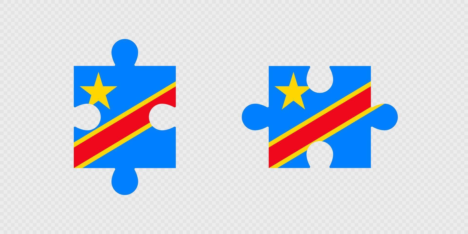Congo flag puzzle piece design vector