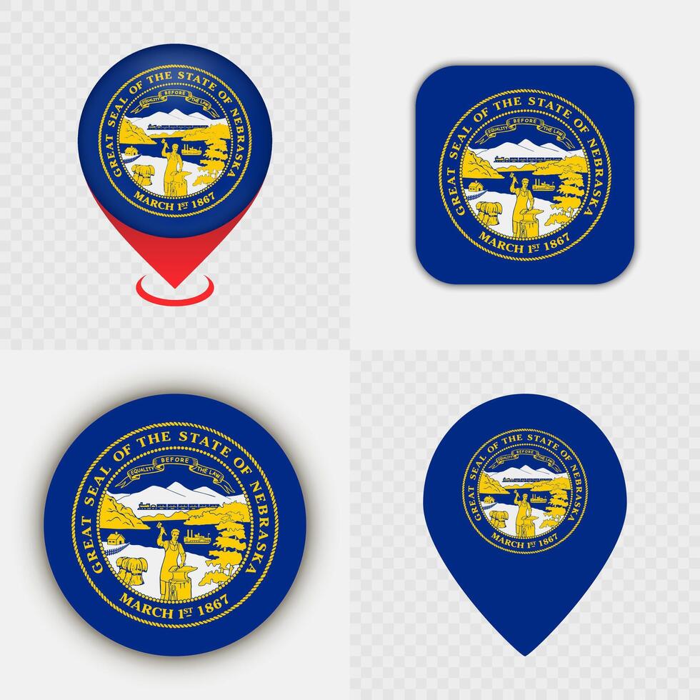 Four Nebraska state seal illustrations vector