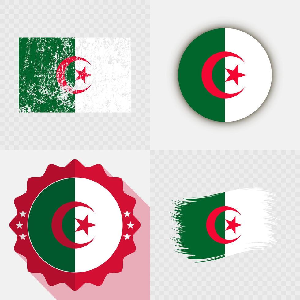 Algeria National Flag Icon Collection. vector