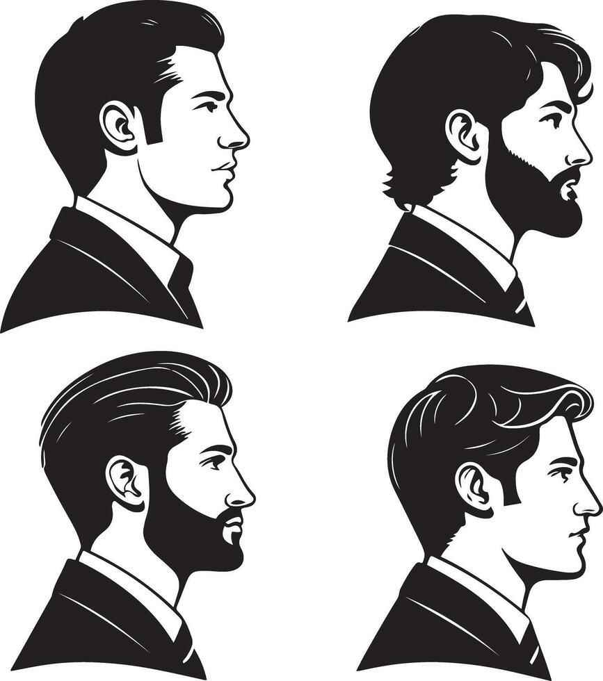Human Profile Silhouette Art Bundle vector