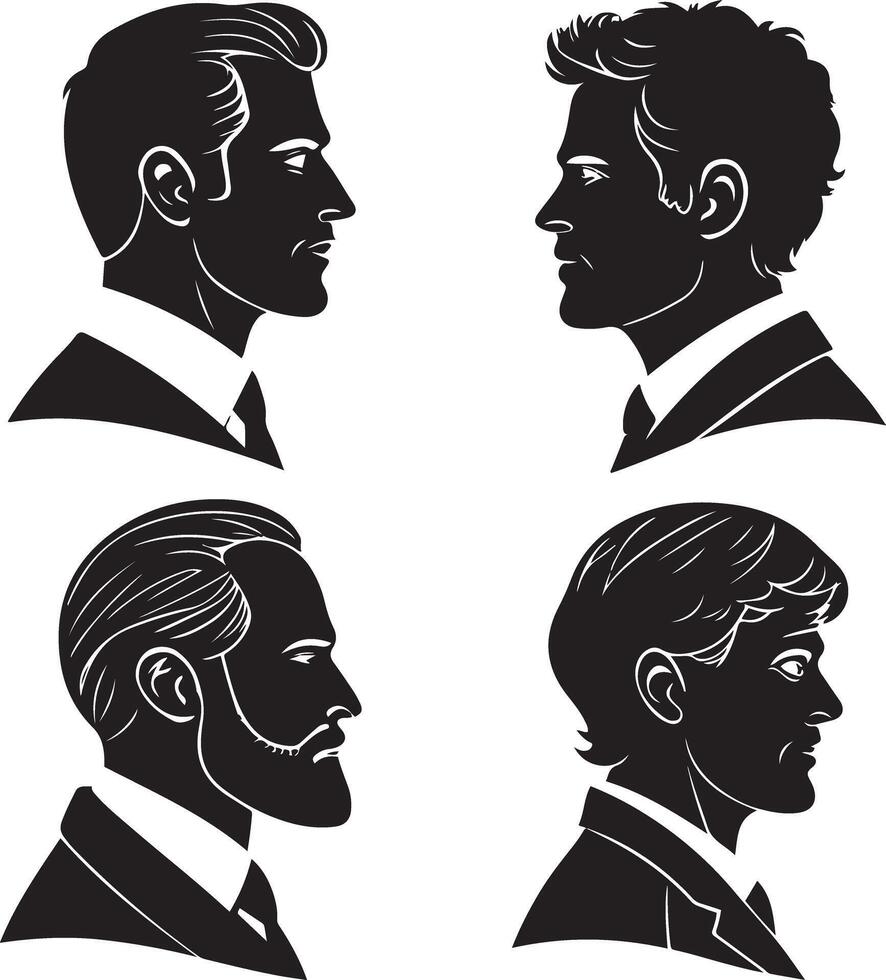 Modern Human Face Profile Elements vector