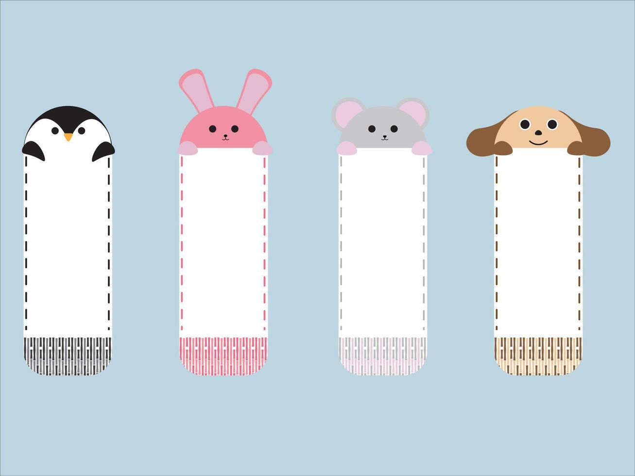 Adorable Animal Bookmark Design for Kids vector