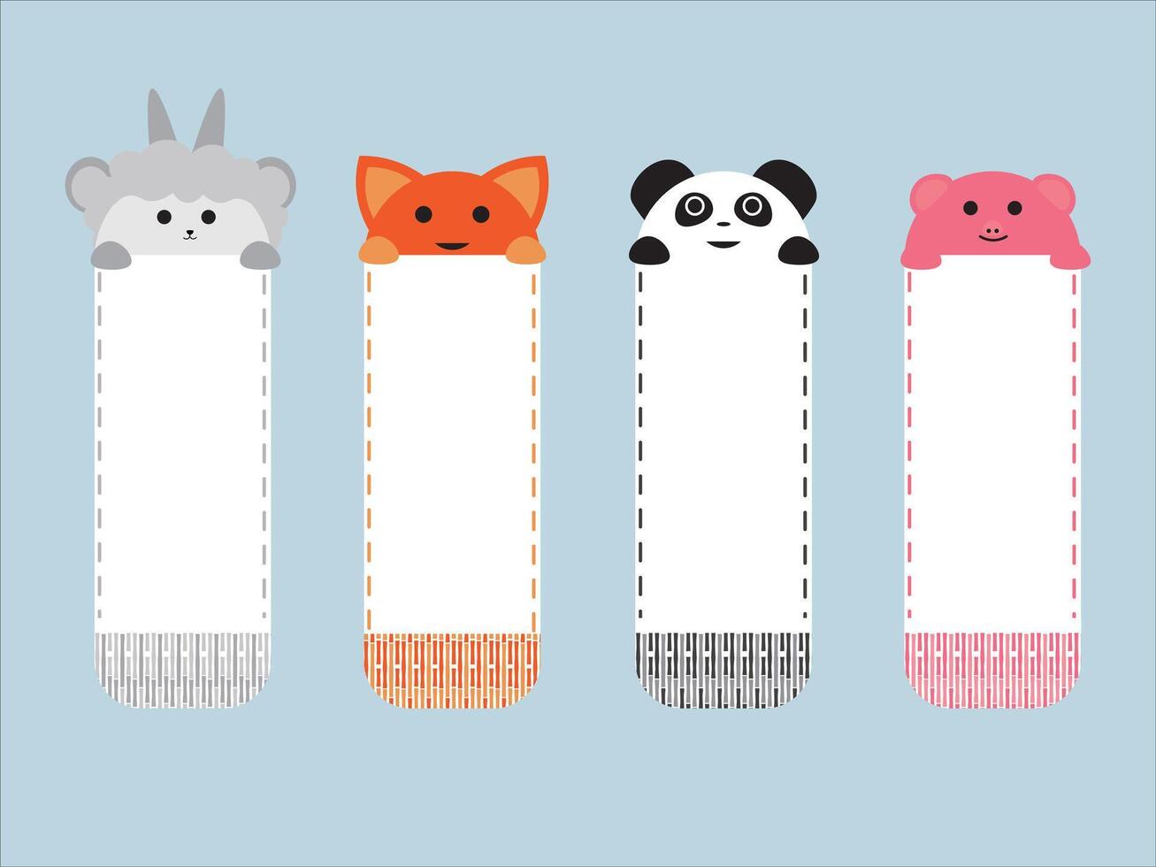 Cute Animal Bookmark Set vector