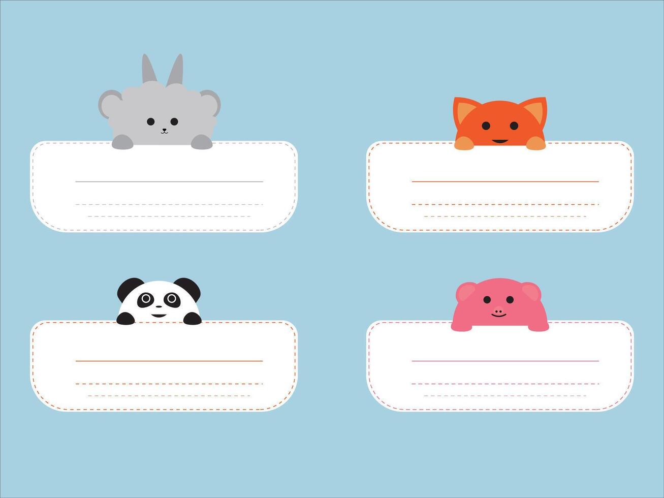Funny Animal Name Labels for School and Kids vector