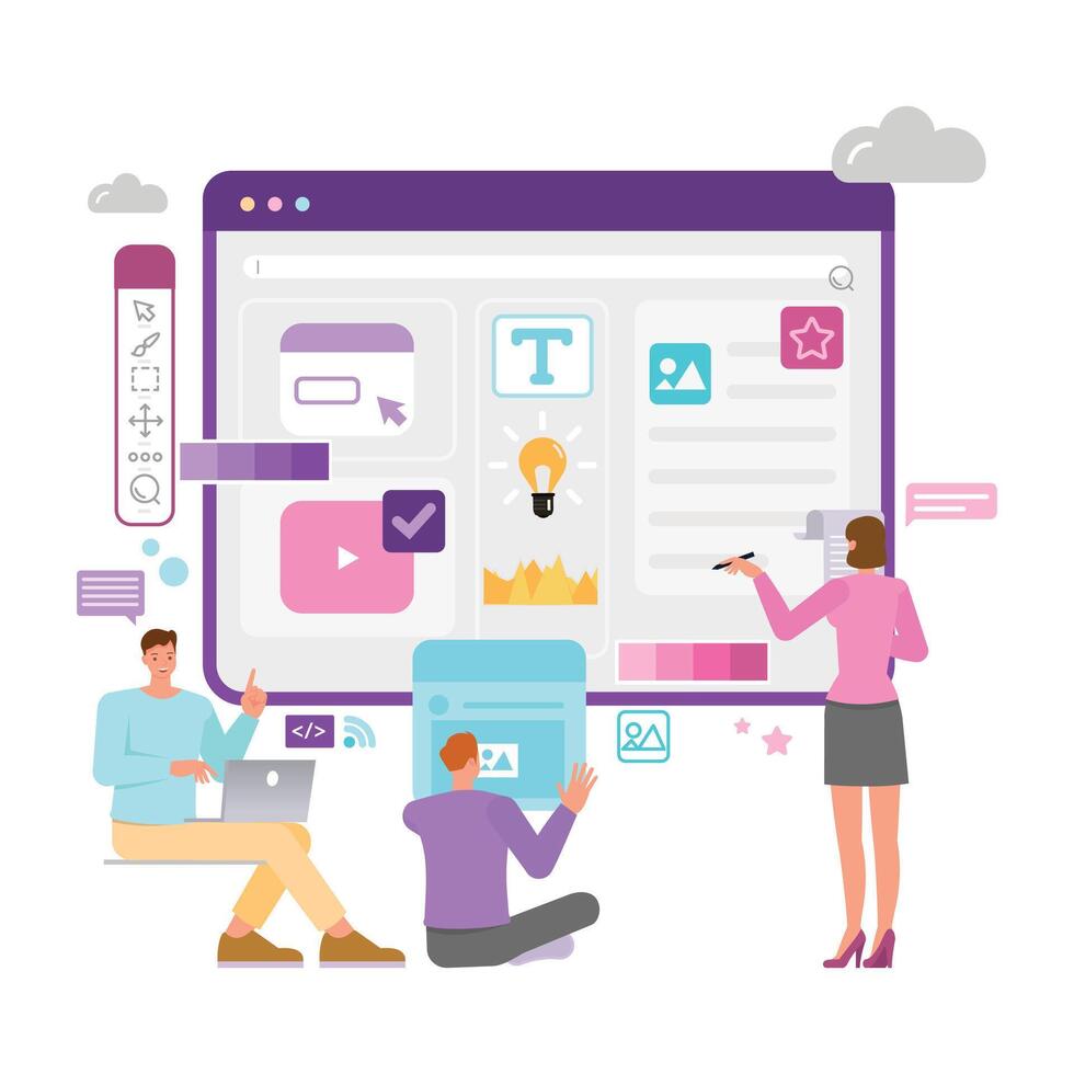 Teamwork in digital design vector