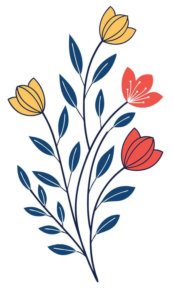Stylized Floral Illustration flowers leaves vector
