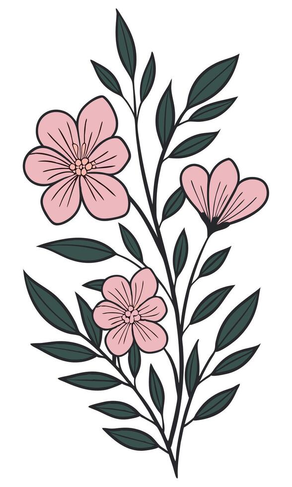 Pink Floral Arrangement with Dark Green Leaves flowers vector