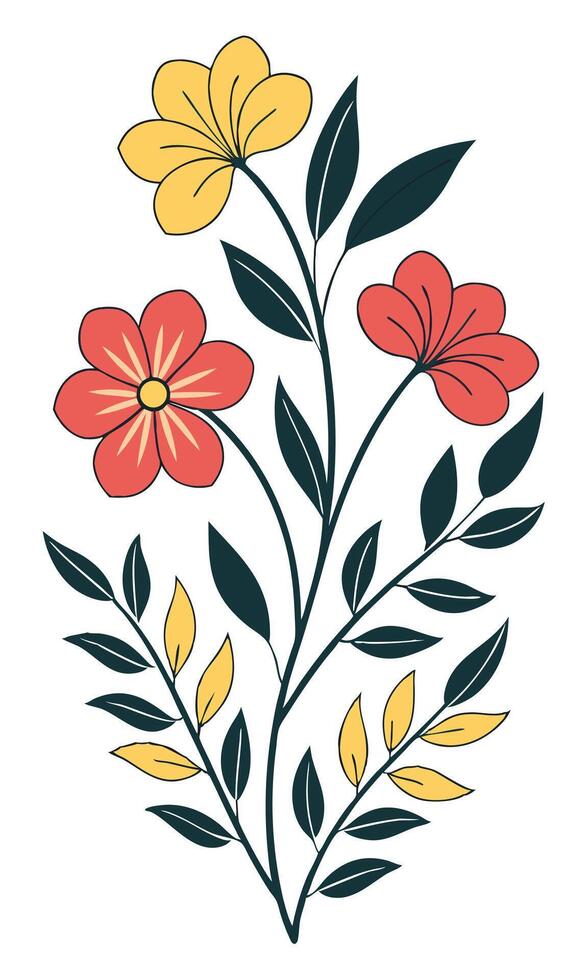 Stylized Floral Arrangement flowers leaves vector
