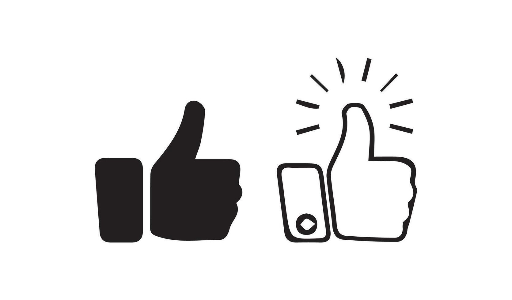 Thumbs Up Icons. Flat, Outline, and Filled Styles vector