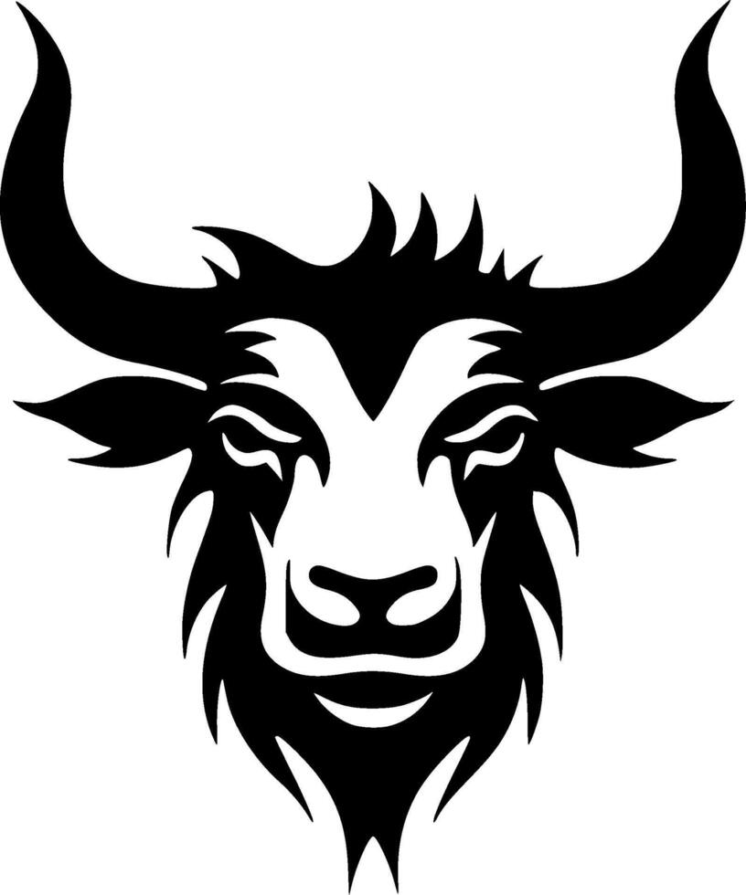Premium Highland Cow Illustration - Black and White Icon Design - Perfect for T-Shirts and Mugs vector