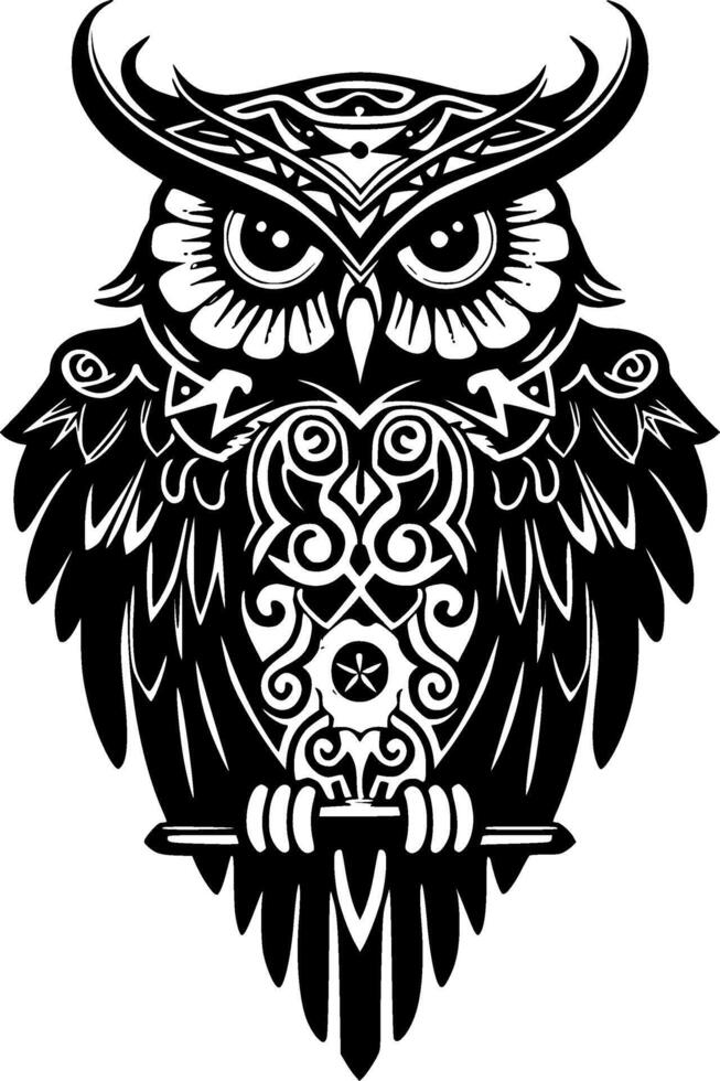 Premium Black and White Owl Icon - Stylish Design for T-Shirts, Mugs and More - Unique Gift Idea vector