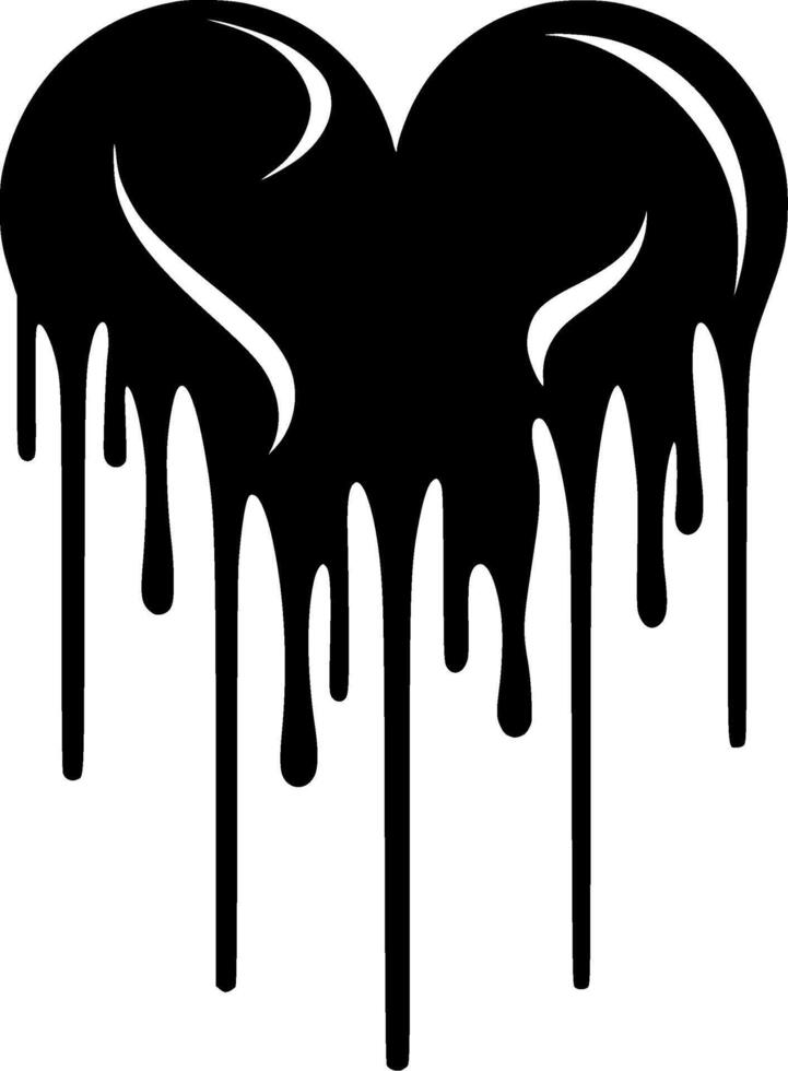 Premium Quality Dripping Heart Icon - Black and White Design - Perfect for T-Shirts and Mugs vector