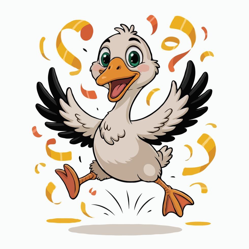 duck character design illustration happy gesture vector