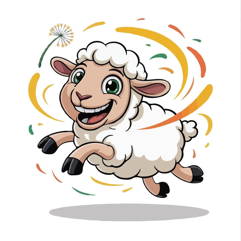 sheep design illustration character posing happy vector