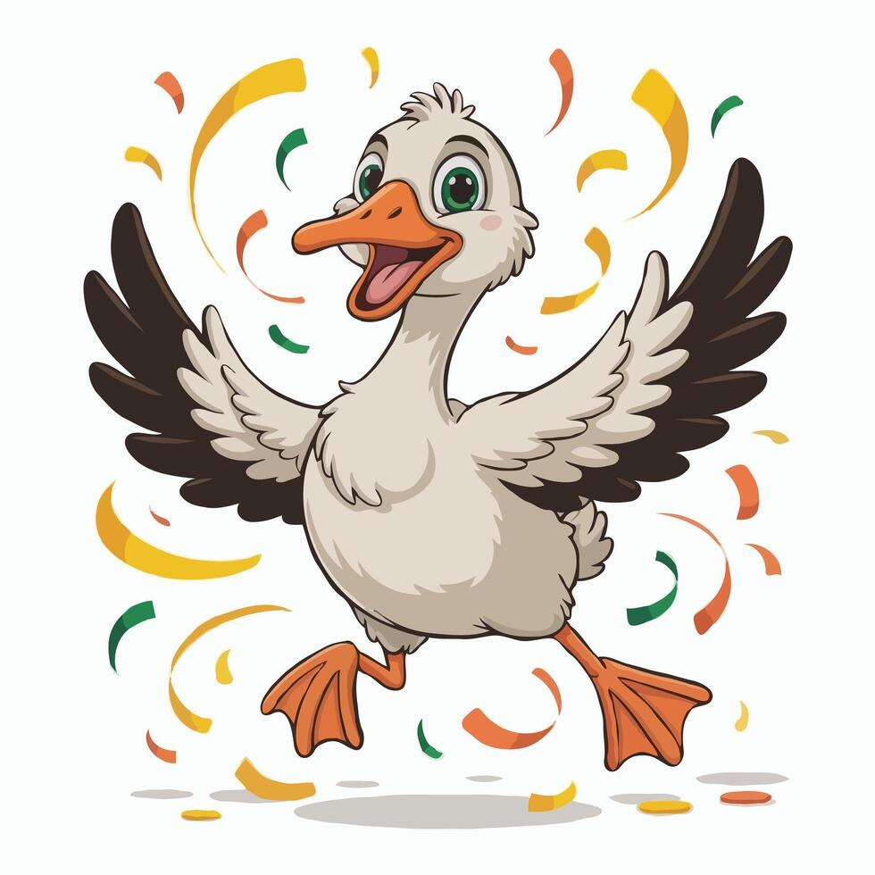 duck character design posing happy illustration vector