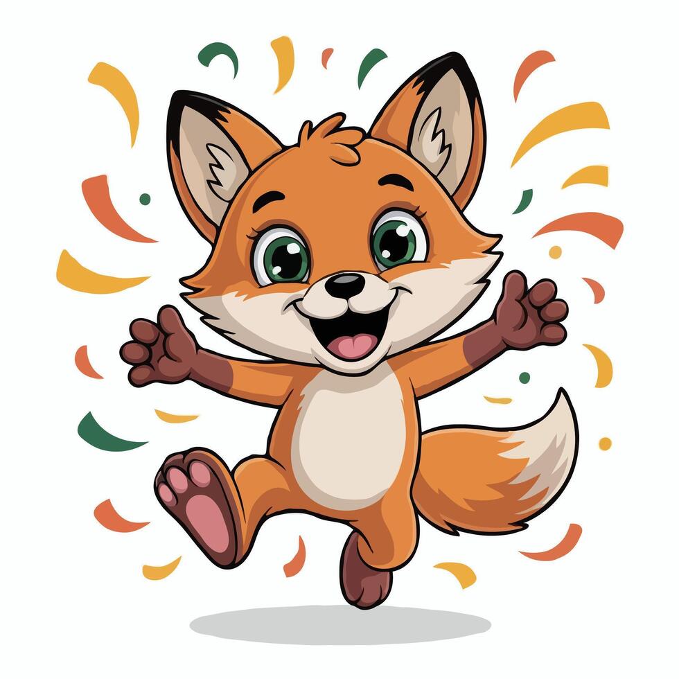 fox design character illustration posing happy vector