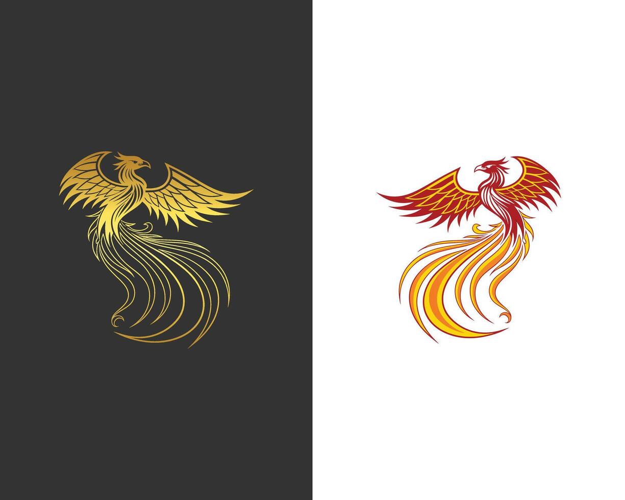 Phoenix illustration and logo design vector