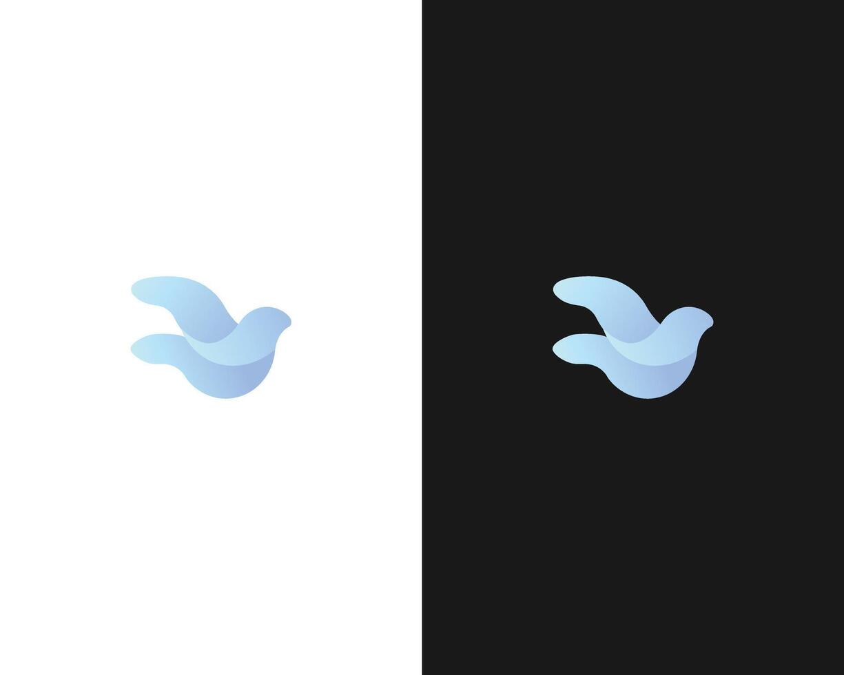 Abstract Blue Bird Logo on White and Black Background vector