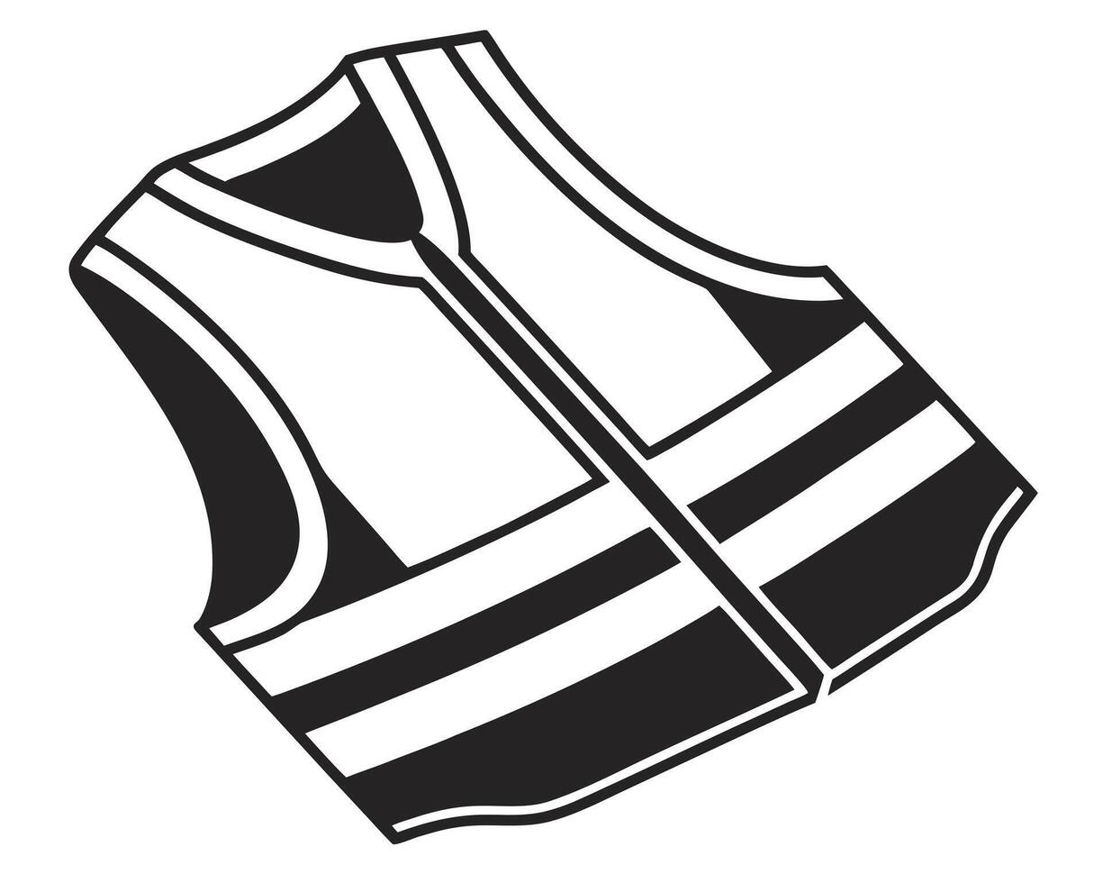 Black and White Graphic Illustration of a Safety Vest with Stripes vector