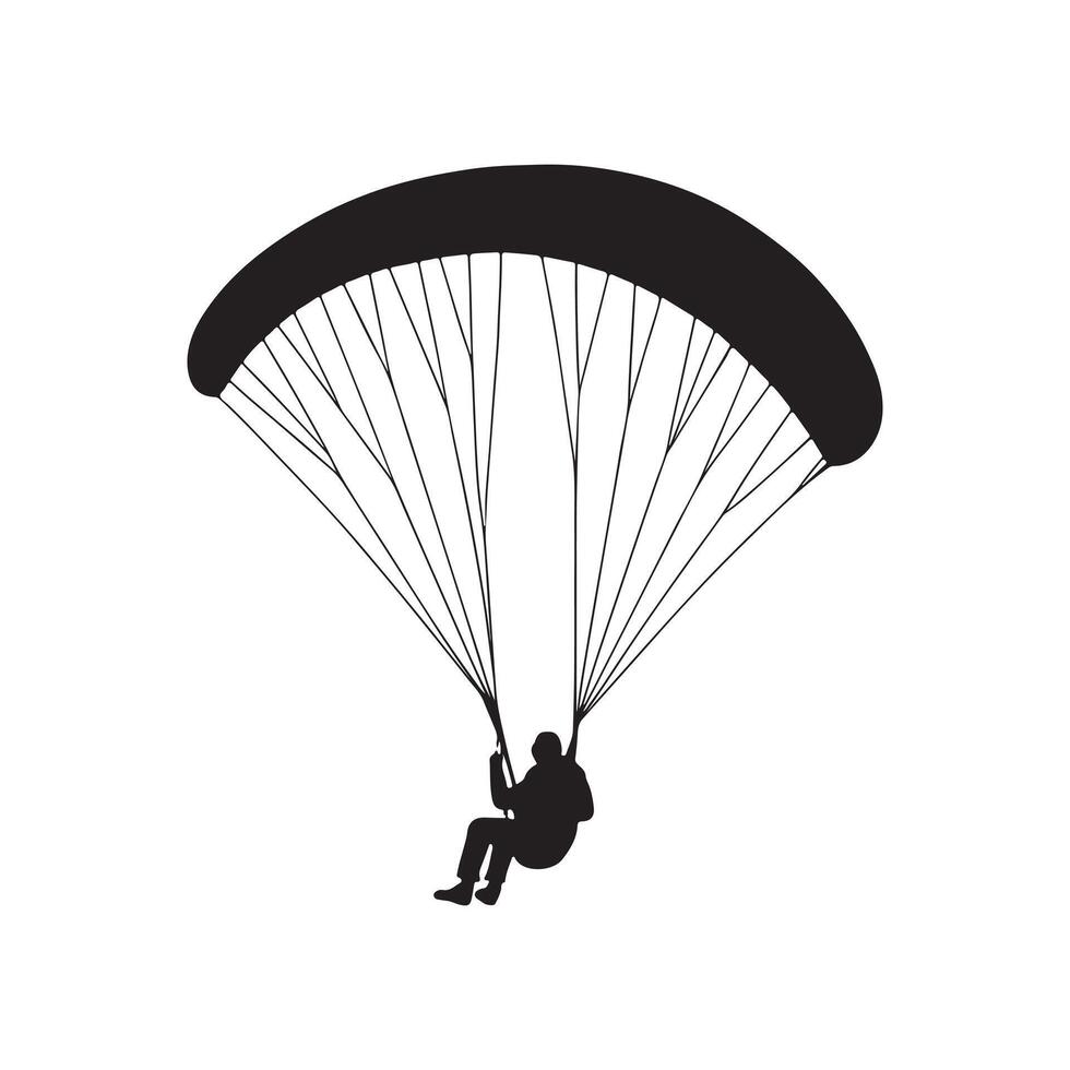paragliding silhouette isolated on white background extreme air sport person flying parachute vector