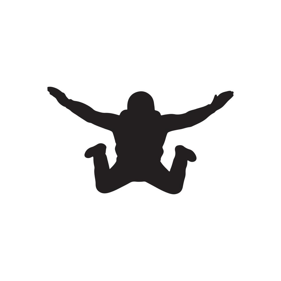 skydiver silhouette person in free fall extreme sport adventure and skydiving thrill concept on white background vector