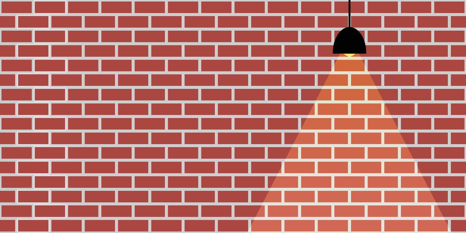 Orange brick wall and orange light from lamp vector