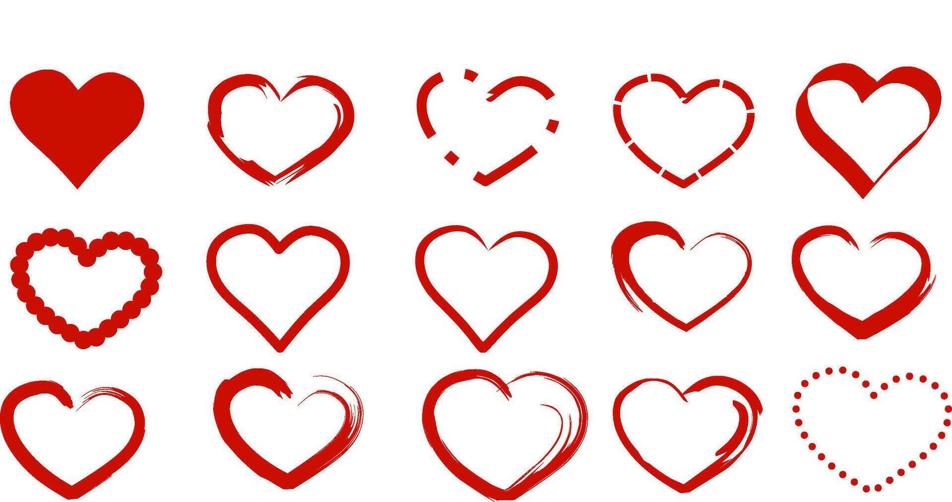 Collection of Red Heart Icons and Outlines vector
