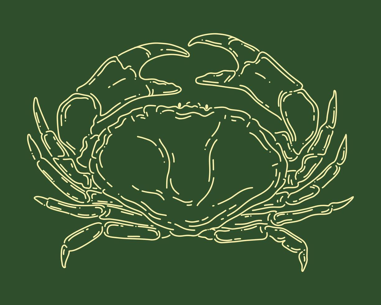 Crab outline illustration clip art beach element print art isolated editable vector
