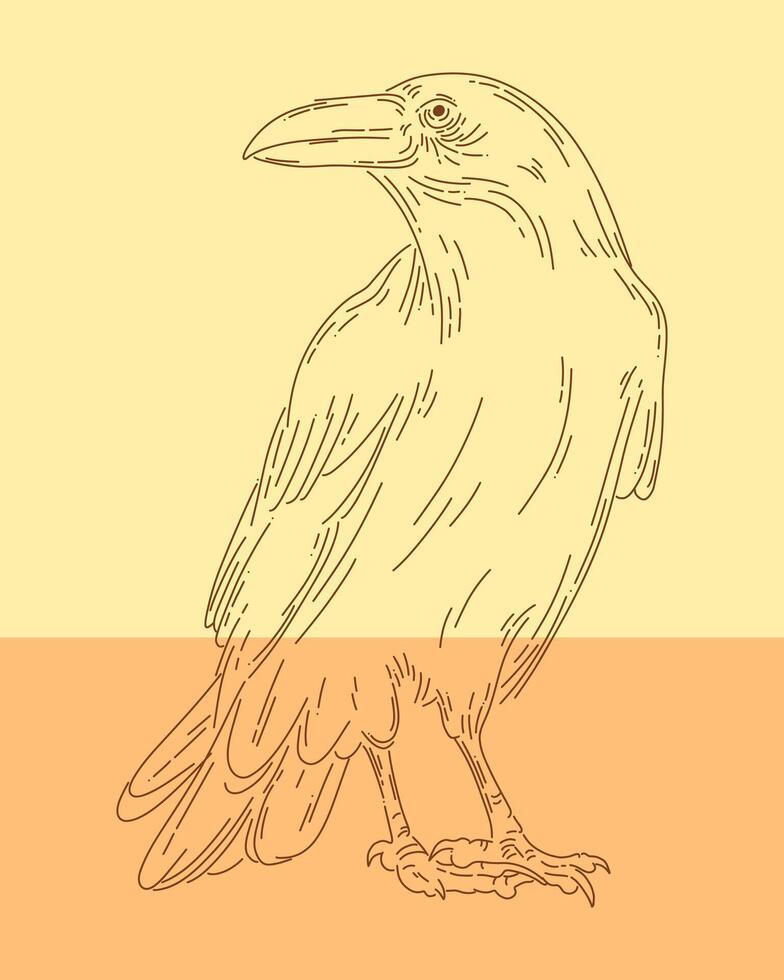 Crow raven outline clip art bird illustration element isolated editable vector