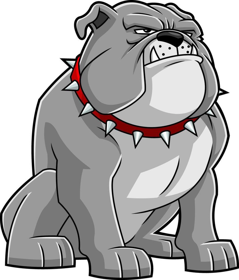Grumpy Gray Bulldog Illustration With Bold Chest Muscles And Serious Face vector