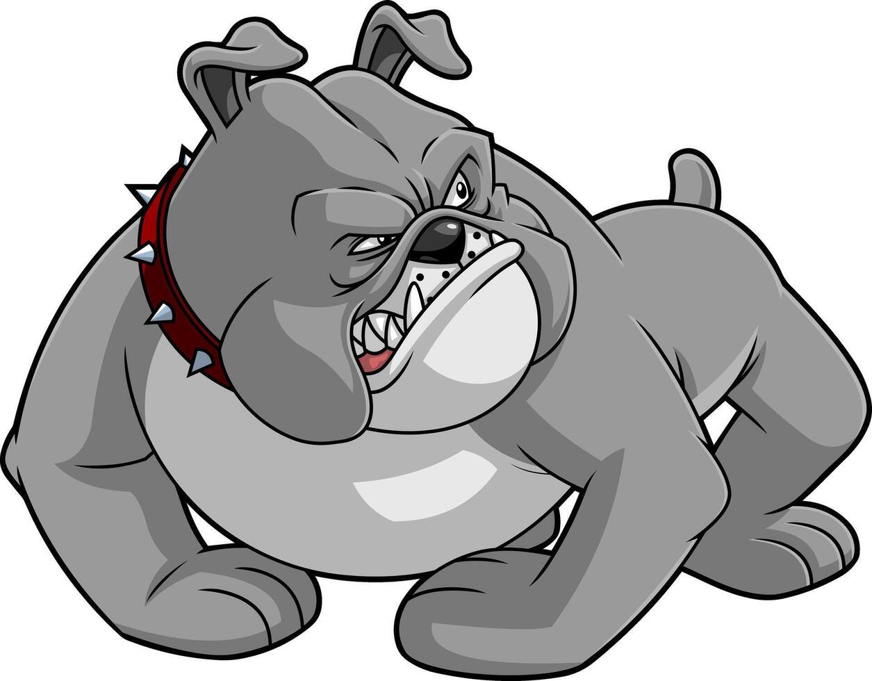 Fierce Bulldog Mascot Snarling with Spiked Collar vector