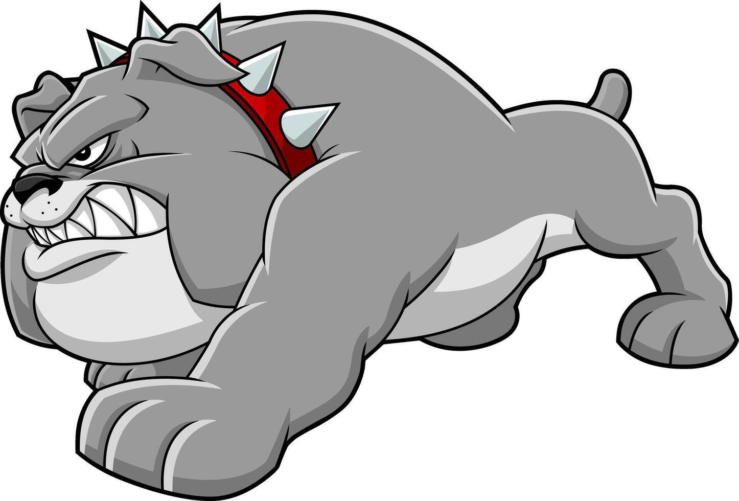 Aggressive Bulldog In Attack Stance With Gritted Teeth And Strong Limbs vector