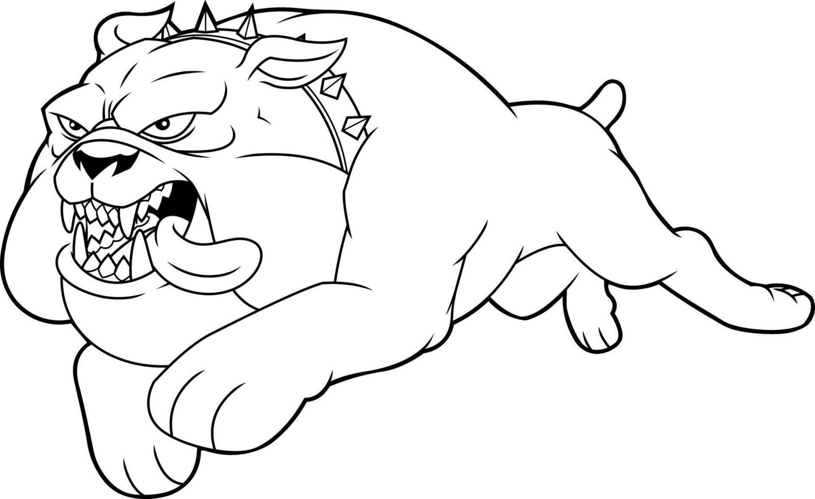 Line Drawing Of Bulldog Lunging Forward With Big Paws And Angry Expression vector