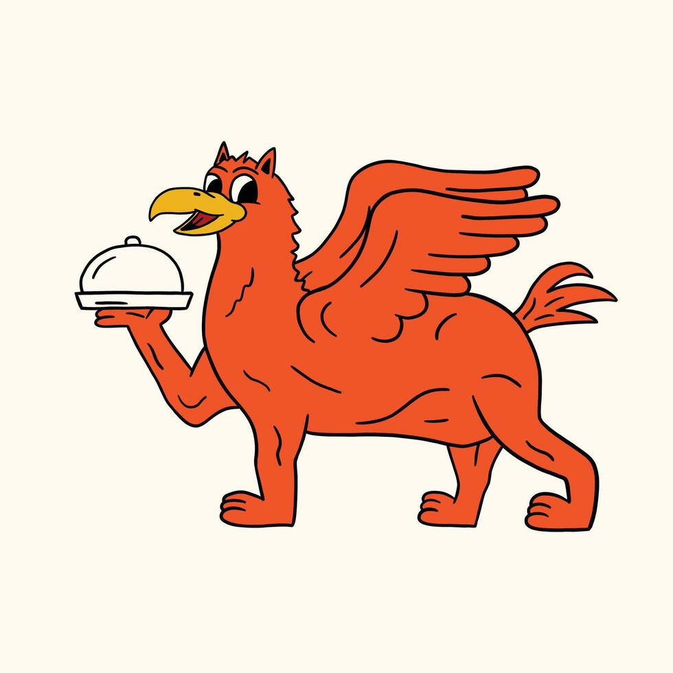 Griffin eagle and tiger cartoon illustration vector