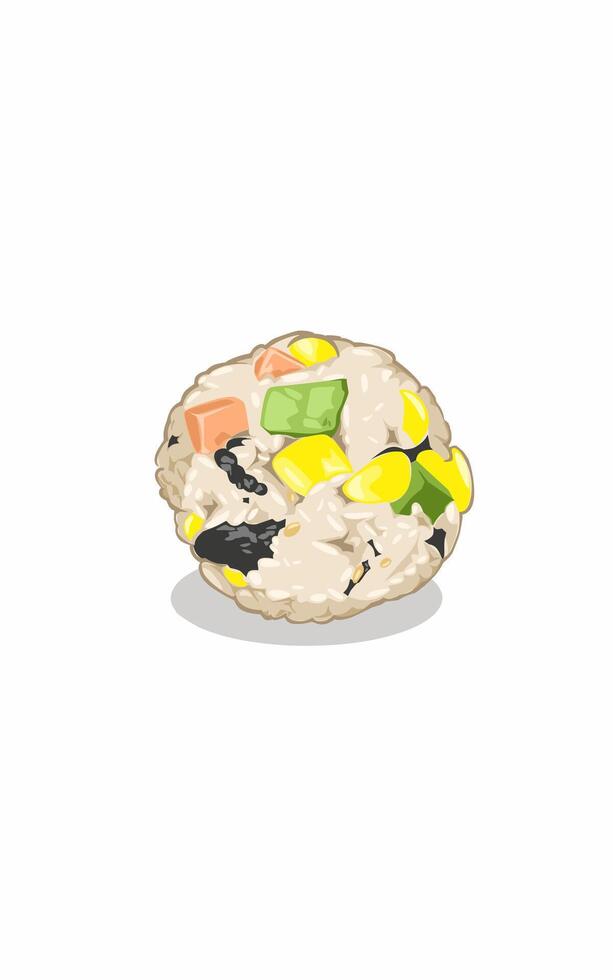 Colorful sushi roll with fresh ingredients vector