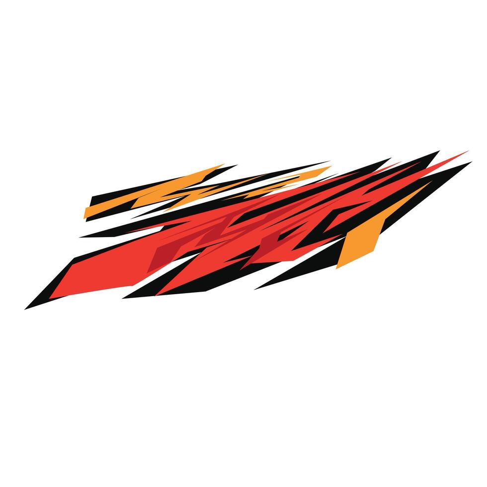 Sporty decal car wrap design with aggressive red, black, vector