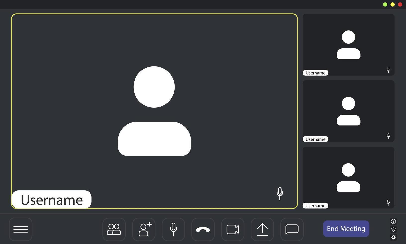conference user interface, conference calls window overlay.,. vector