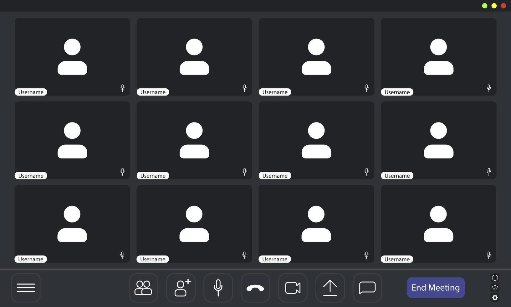 The app has several icons on the screen vector