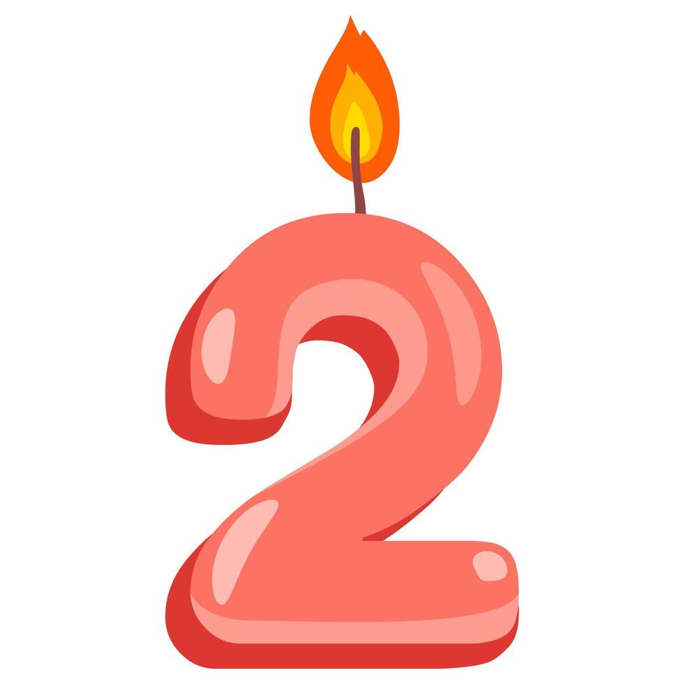 Number two birthday candle vector