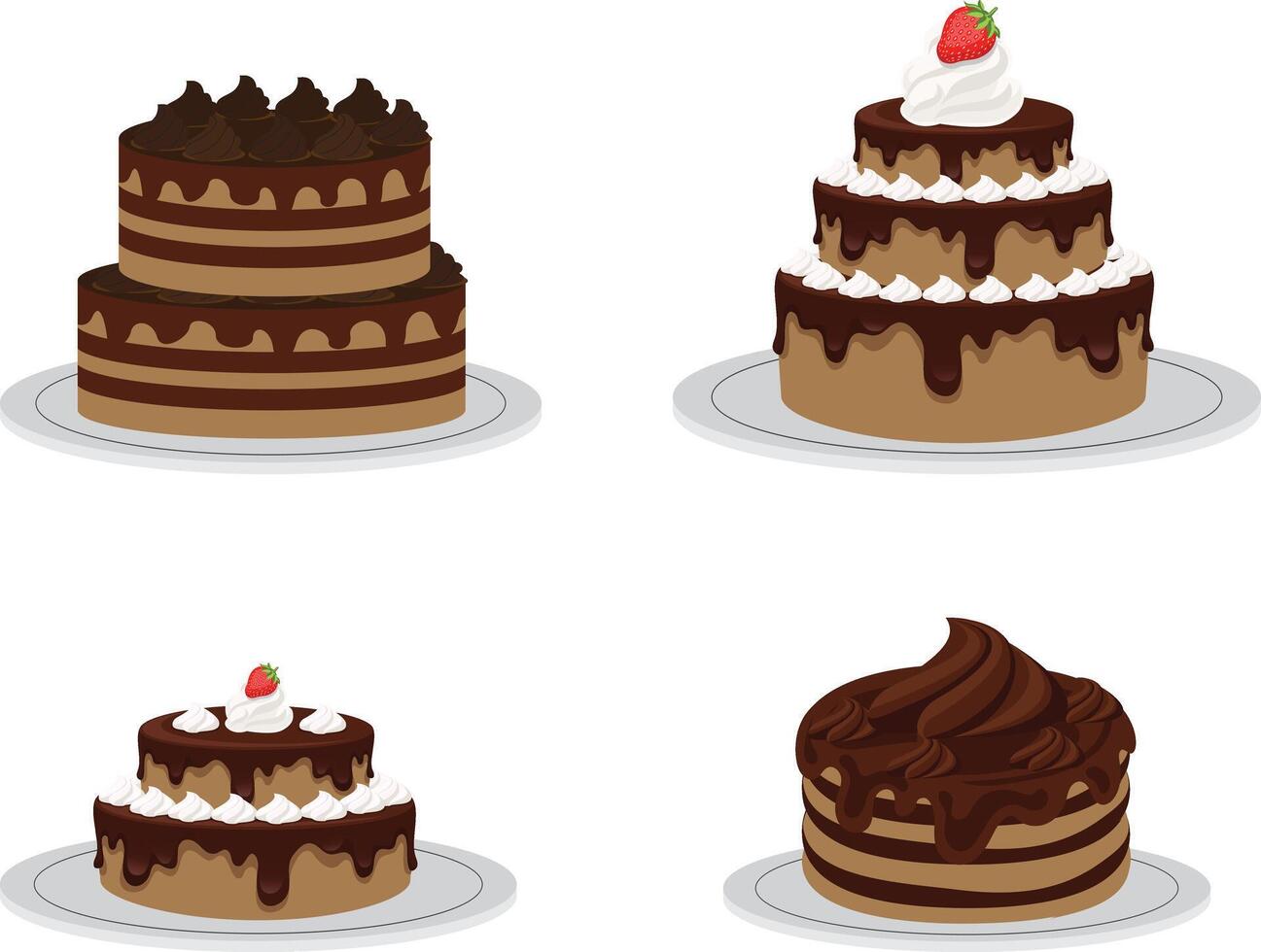 Various chocolate layer cakes vector