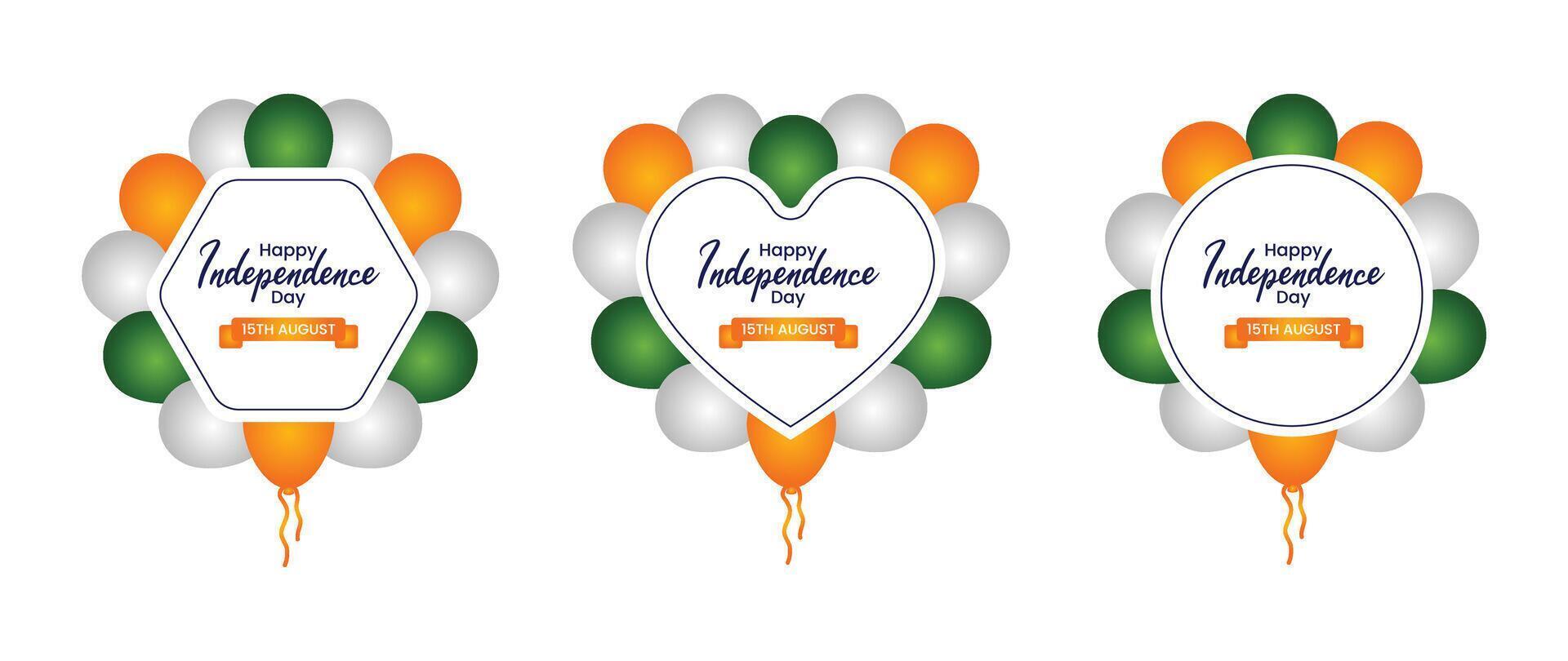 15 August Independence Day Balloon Frames vector