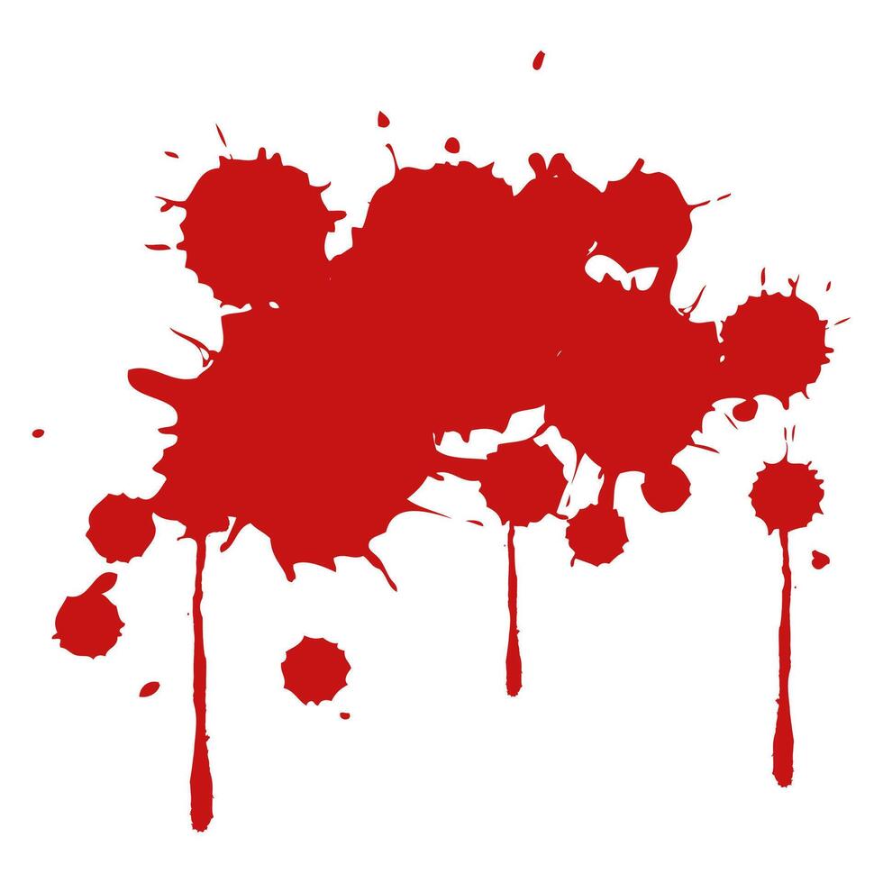 Realistic Red Blood Splash with Dripping Details on White vector