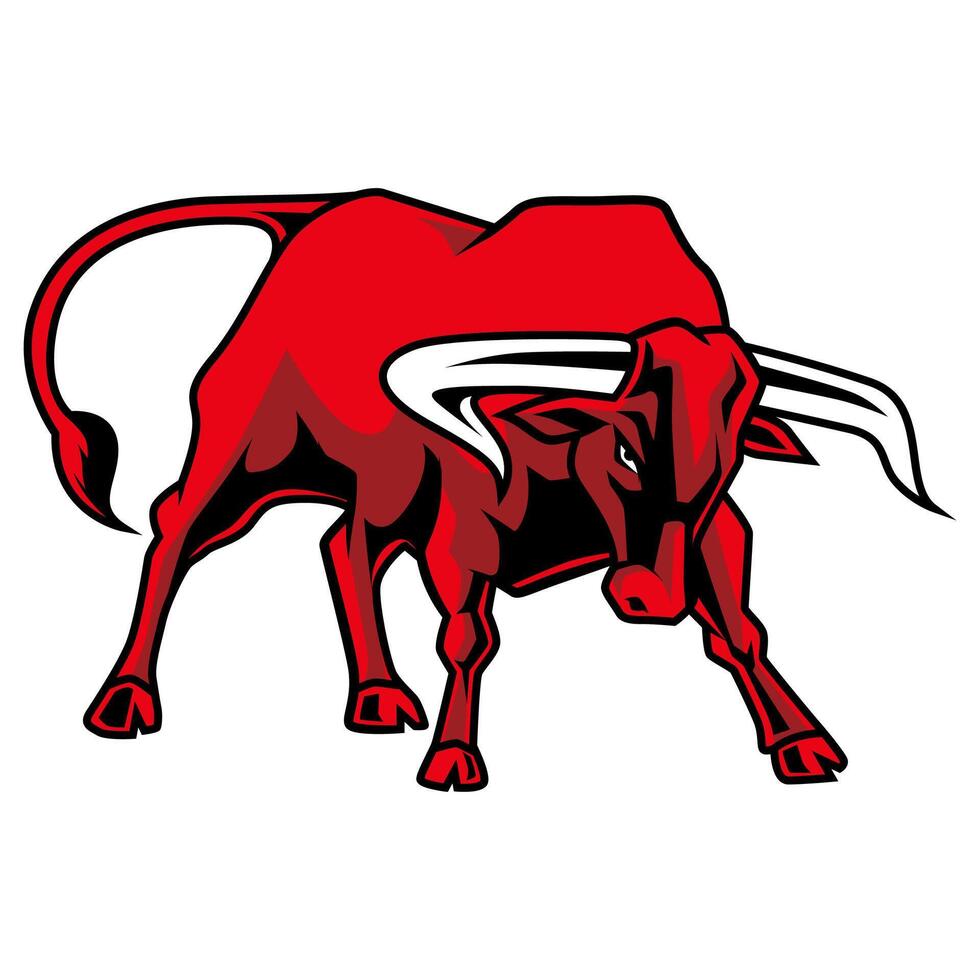 Charging Red Bull Emblem Illustration with Bold Red Colors vector