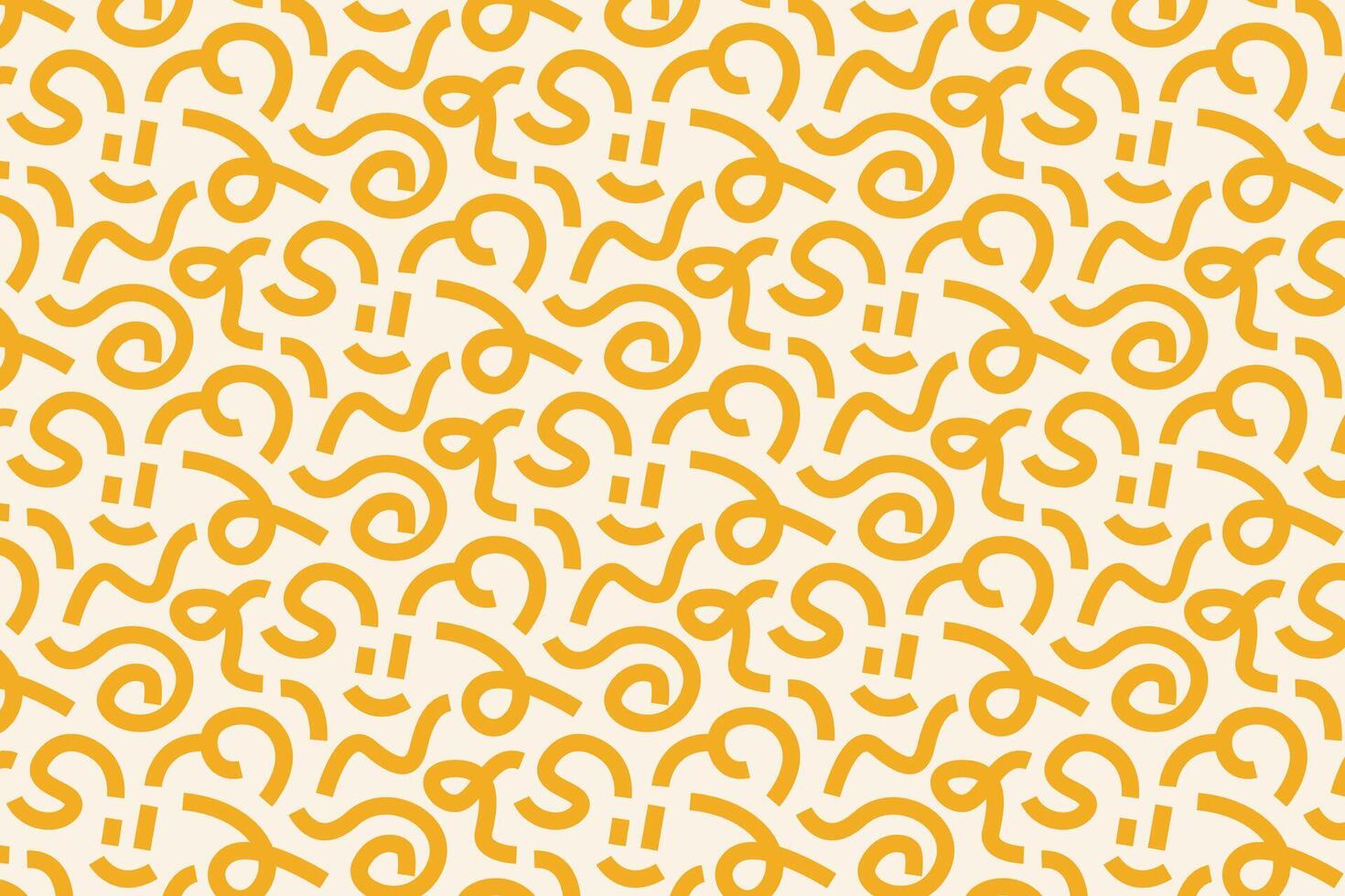 Yellow doodle pattern with curved lines and playful shapes. Hand-drawn abstract background for branding and surface design vector