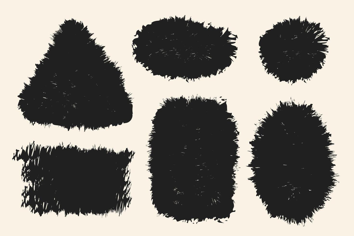 Grunge Black Ink Shapes Rough Textured Brush Stroke Elements vector