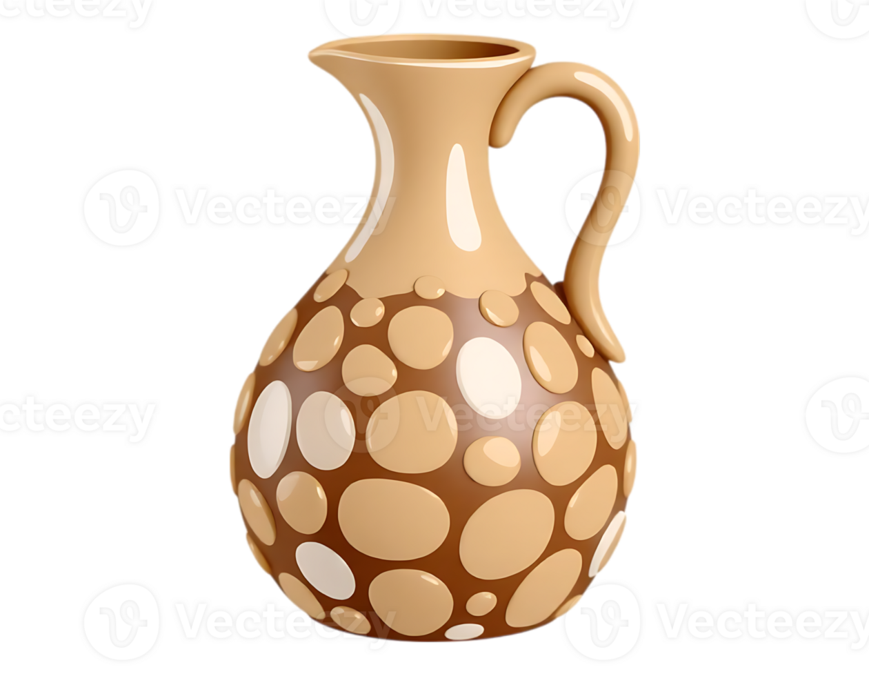 Decorative Ceramic Pitcher with Oval Embossed Pattern png