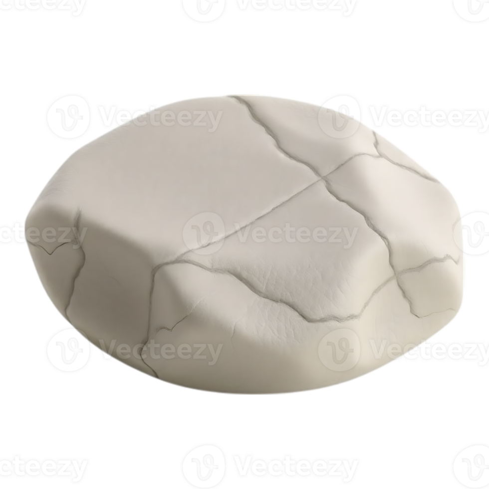 Cracked Stone 3D Rendered Pebble with Surface Fractures png
