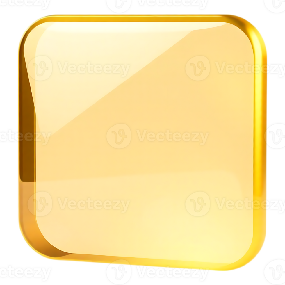 Glossy Golden Button Icon with Rounded Corners png